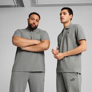 Camiseta tipo polo Essentials de piqué para hombre, Medium Gray Heather, extralarge